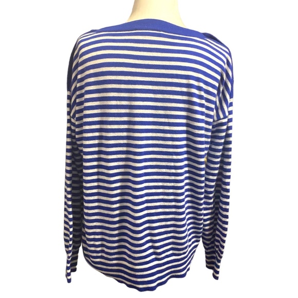 Jeanne Pierre cashmere blend nautical stripes boatneck sweater. Sz. L - Picture 4 of 14